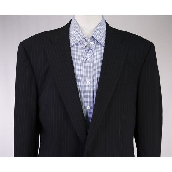 Brooks Brothers BrooksCool Black Sky Blue Pinstripe 2-Btn Suit Jacket Blazer 42L - Picture 3 of 8